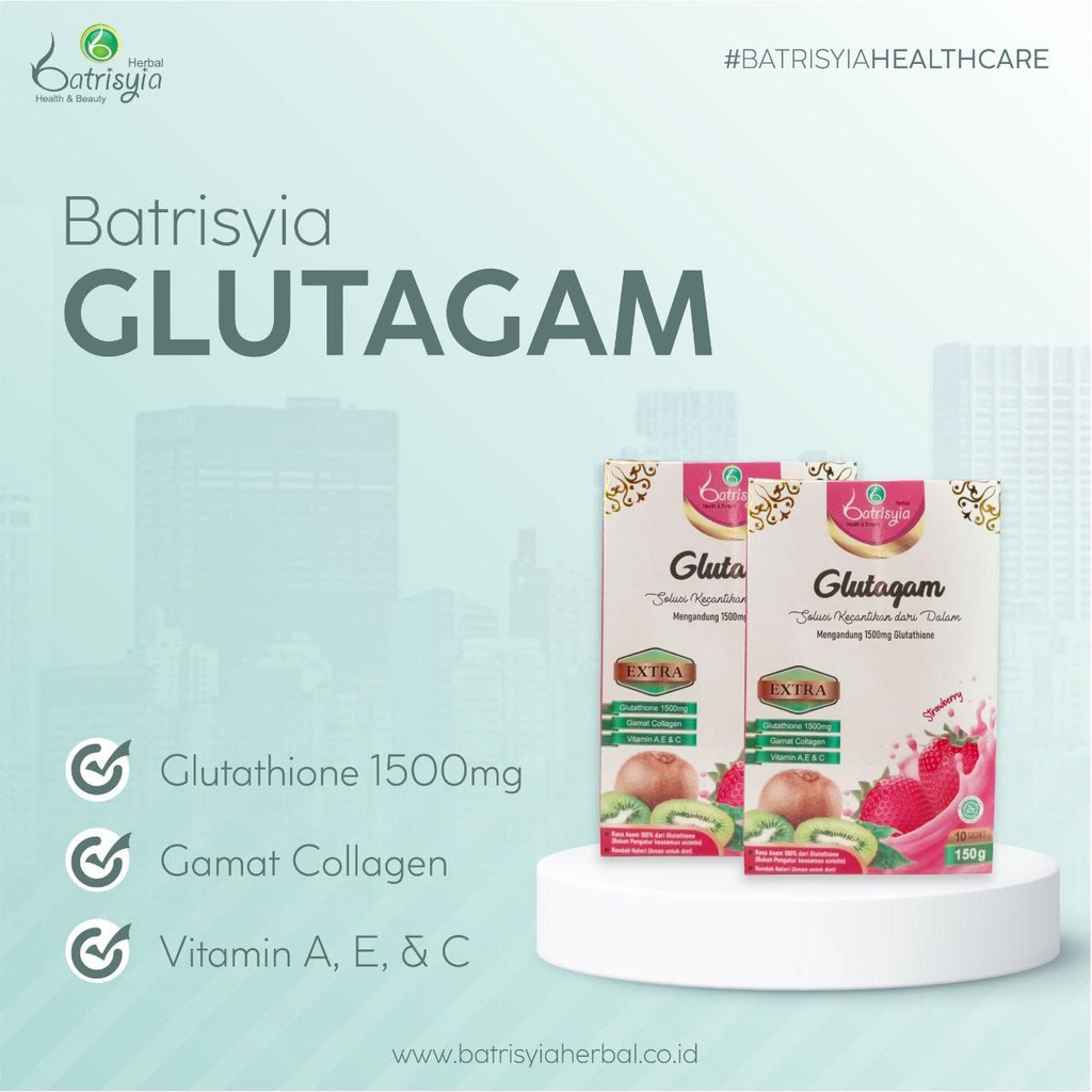 1sacet glutagam batrisyia herbal glutamilk batrisya minuman collagen kecantikan rasa strawbery batrisia