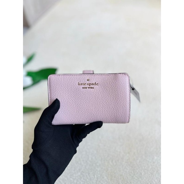 KS LEILA MEDIUM COMPACT BIFOLD WALLET PEBBLE LEATHER ROSE SMOKE