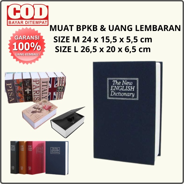 Size L BRANKAS BRANGKAS MINI KOTAK RAHASIA BUKU KAMUS HP UANG DUIT EMAS PERHIASAN