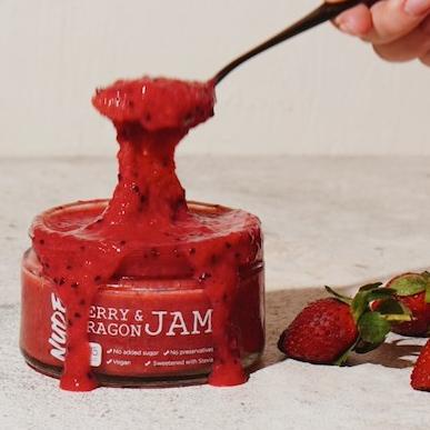 

☑ NUDE Berry & Dragon Jam Sugar Free Strawberry (Selai) Keto Friendly Diet, Vegan, Gluten Free Spread ☋