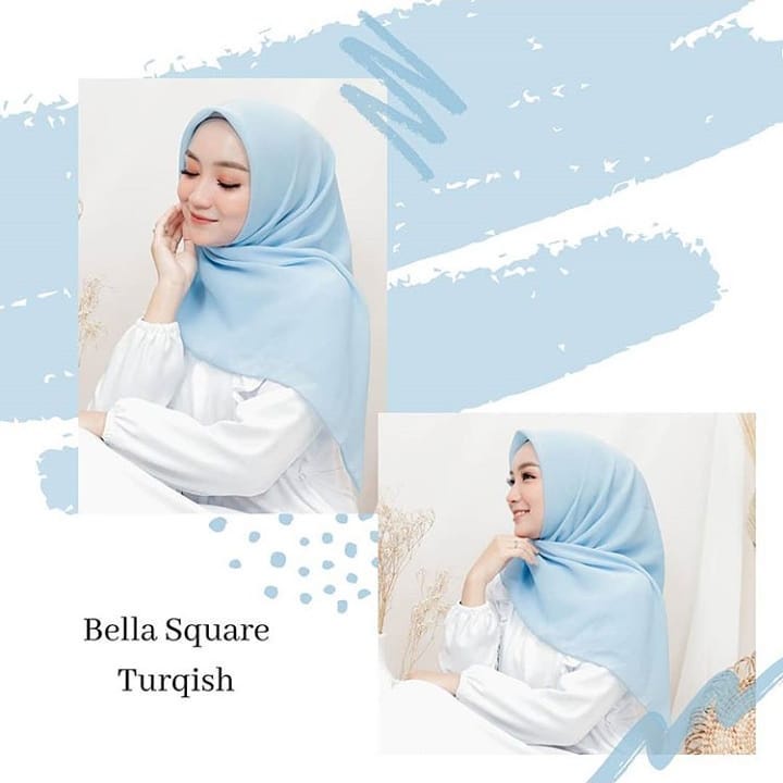 Hijab Bella Square Premium Anti Letoy - Kerudung Segiempat Bella Square polycotton 115 X115 Jahit Neci Rapih Full Varian Warna Lengkap