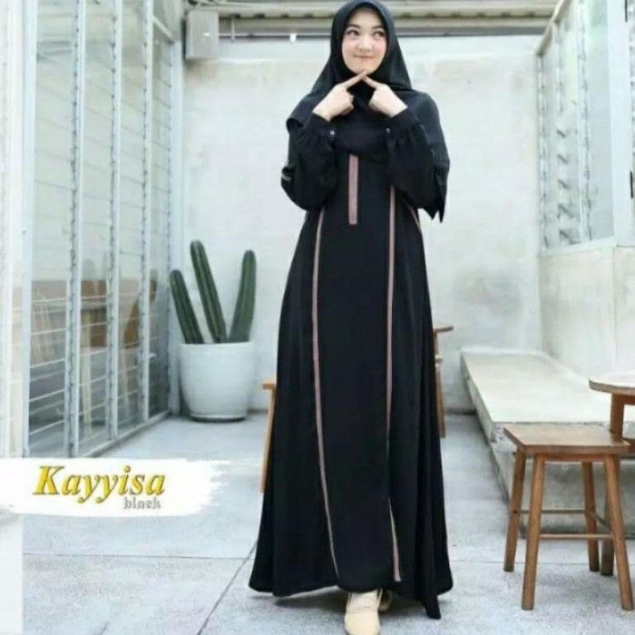 Gamis GAMIS TURKEY - BUSANA MUSLIM - JUBAH DEWASA REMAJA - ABAYA TURKI - Hitam - Black, Int S(M5D1) 