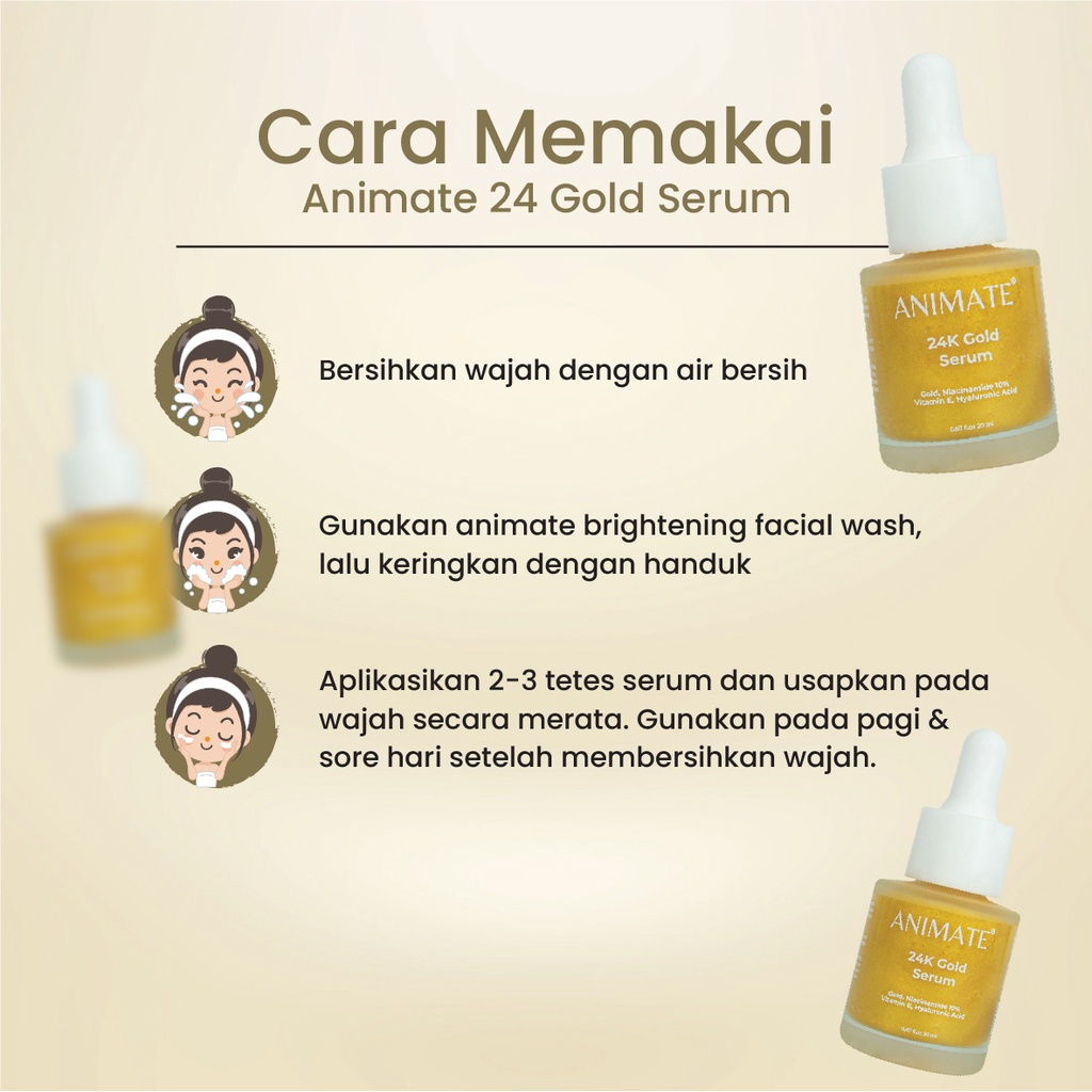 Animate Paket Glowing{Whitening Instant Series 5in1 Dan 24K Gold Serum}