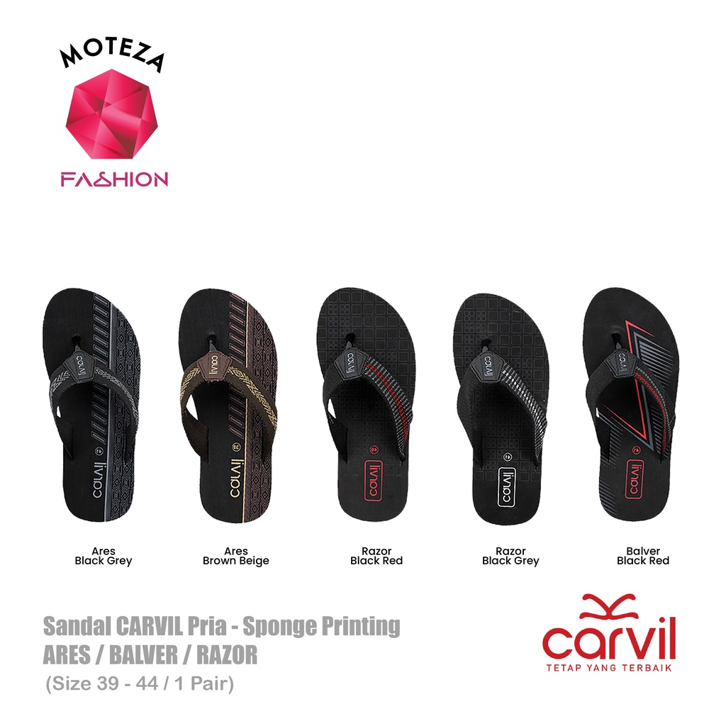 Moteza Sandal Jepit Carvil Pria / Sendal Cowok Sponge Print Casual Original TERLARIS TERMURAH - BALVER / ARES / RAZOR