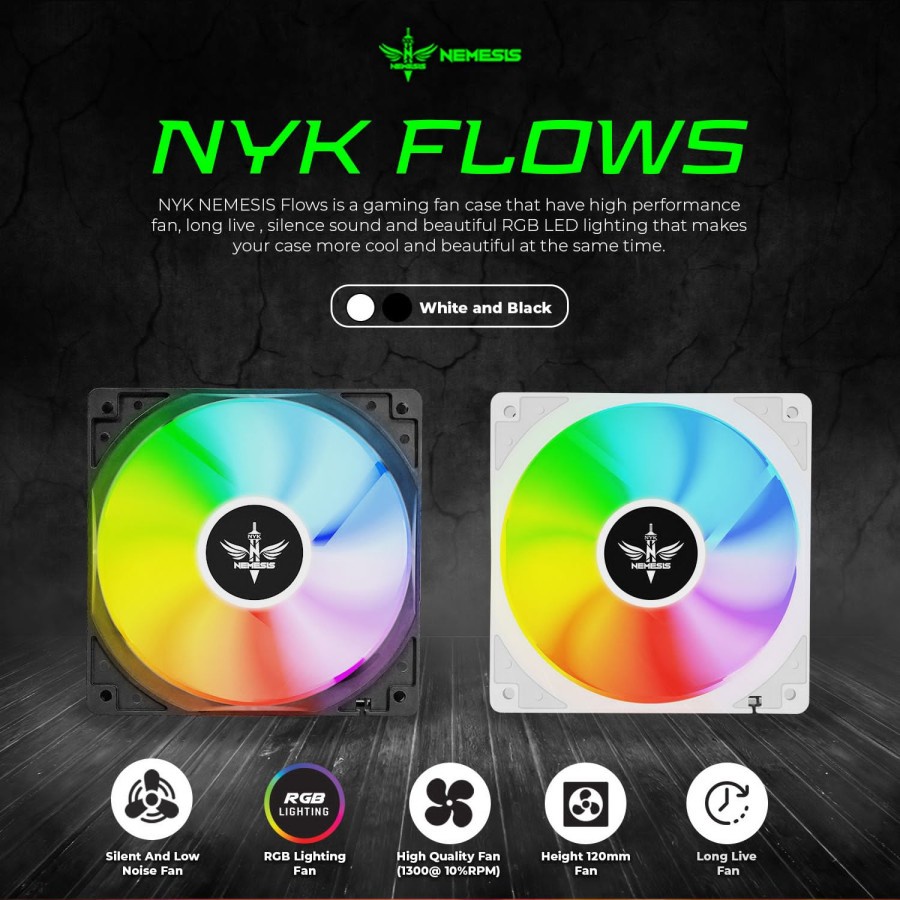 Fan NYK Nemesis Flows RGB Rainbow LED | 120mm 12cm Silent