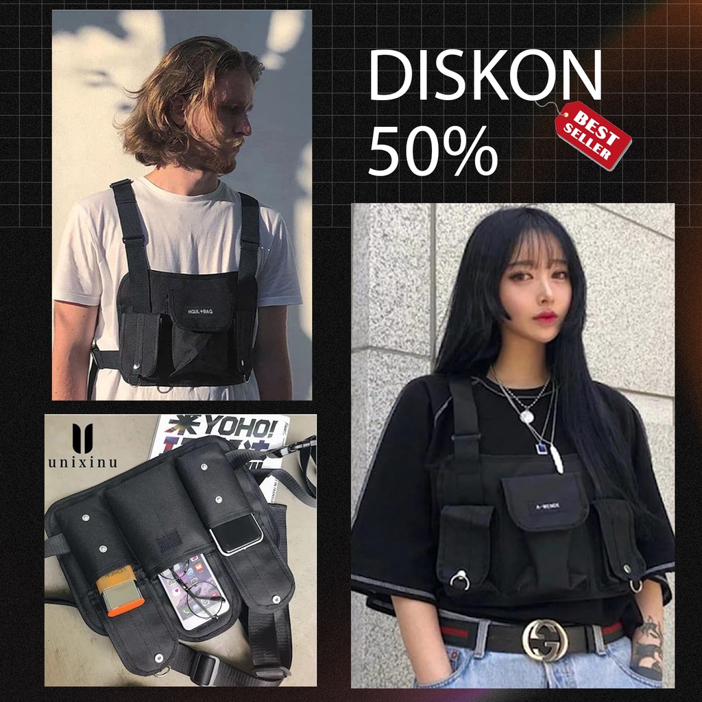 Axx |  Tas Rompi Pria Wanita Waterproof Fashion Korea Kekinian Terbaru / Tas Dada Rompi / Chestbag /