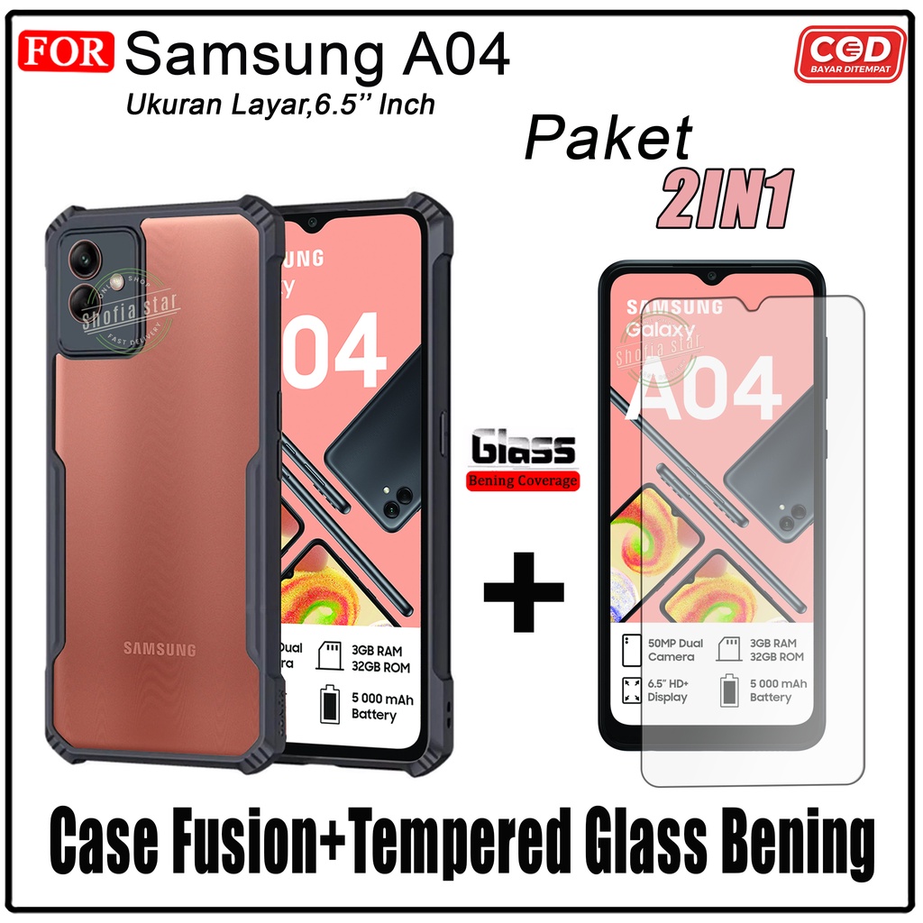 Promo 2in1 Case Samsung A04 A04s A04e A14 5G M14 5G A23 5G Softcase Fusion Shockproof Transparan Protect Casing