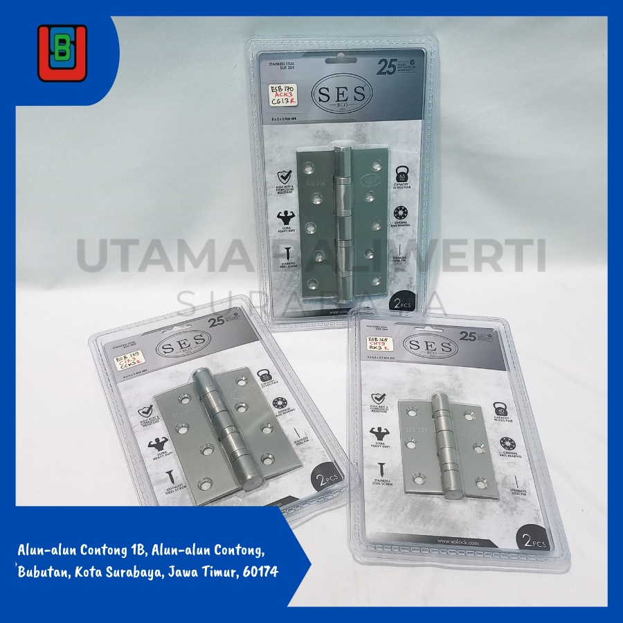 Engsel pintu Hinge SES 3x2.5x2.5, 4x3x3, 5x3x3 SUS 304