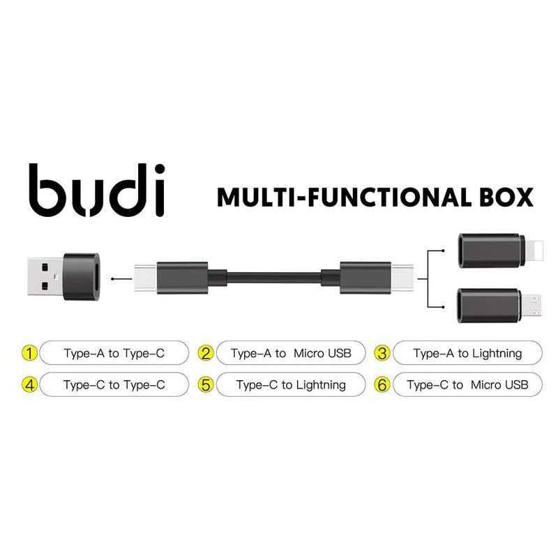 BUDI Cable Stick 9 in 1 Multifunctional USB TF SIM Card Storage - BD9 - Black