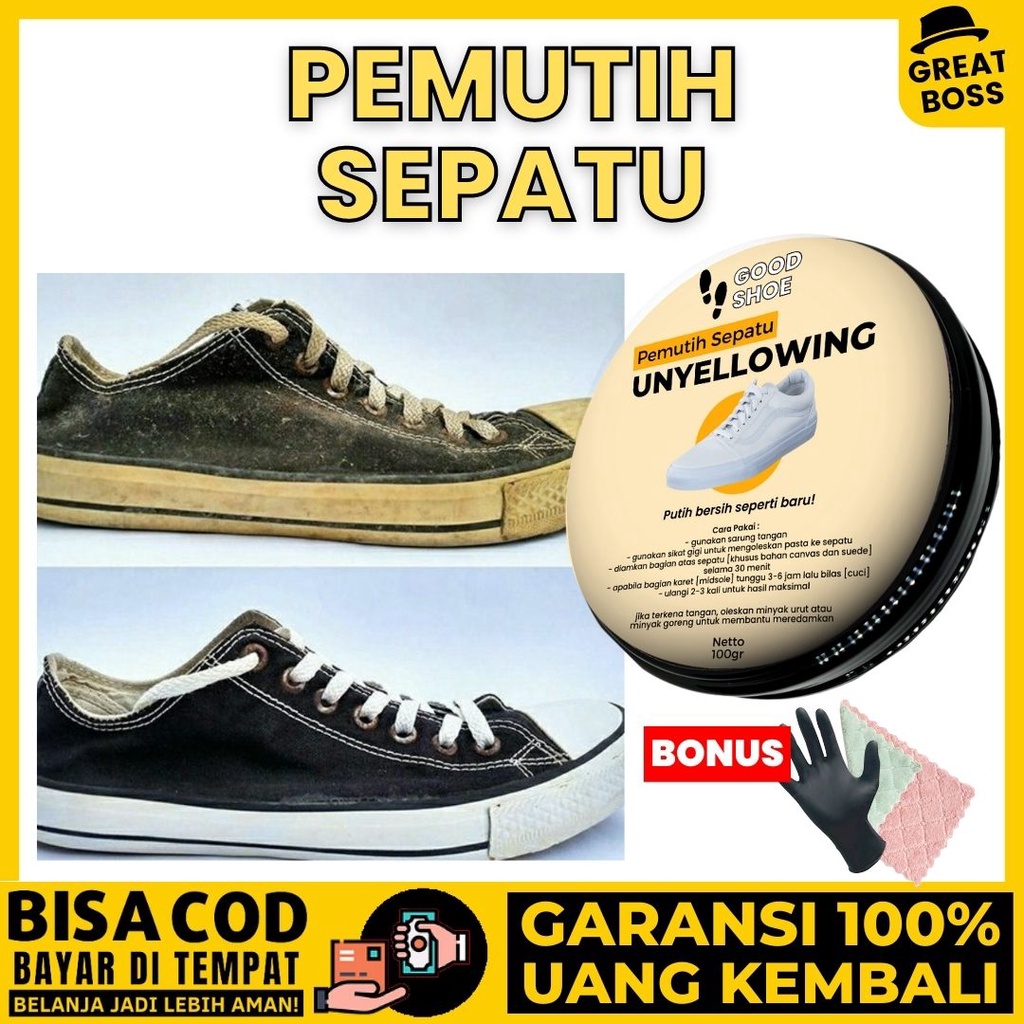 Pemutih Sepatu Putih Unyellowing Remover Shoe sneakers sol midsole kuning menguning canvas kanvas sn