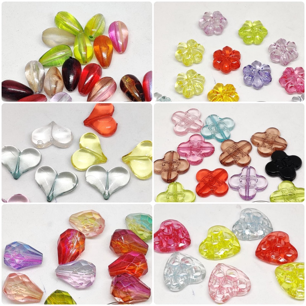 [90 gram] Mote Plastik Motif LUBANG TEMBUS / Manik Craft DIY