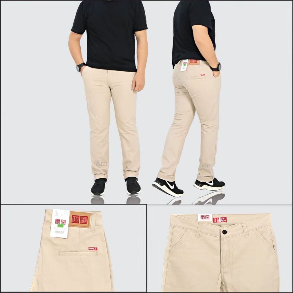 Celana chino Pria Slim Fit UNIQLO Premium I'M Rules