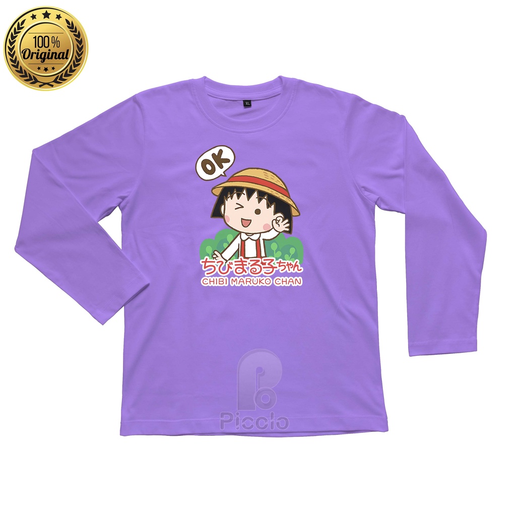 (FREE NAMA) BAJU KAOS ATASAN LENGAN PANJANG ANAK MOTIF KARTUN CHIBI MARUKO CHAN