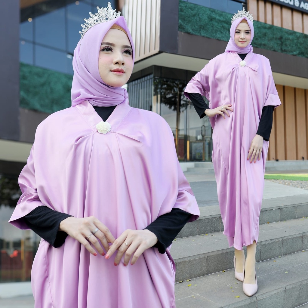 Kaftan Wanita Bahan Velvet Terbaru Aplikasi Bros Bunga Puspita HOPYLOVY