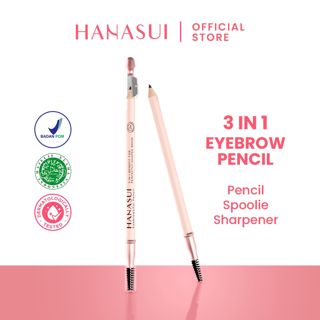 HANASUI Eyebrowtiful Pencil / Indonesia Pensil Alis 1.6g / 3 IN 1 Benefit For Perfectly Shaped Brow 