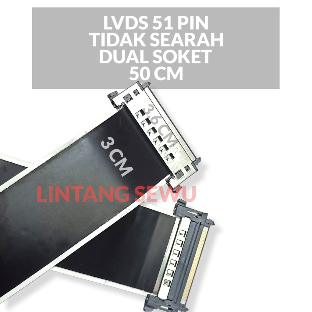 KABEL LVDS FHD 51 PIN TIDAK SEARAH DUAL SOKET 50 CM FLEXIBLE CABLE LVDS