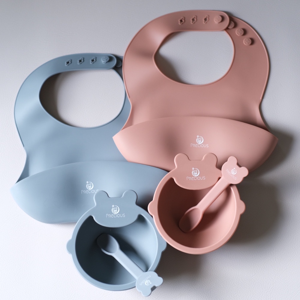 Precious Premium Silicone Baby Feeding Set Little Bear | Feeding Set | Set Peralatan Makan Anak | Hampers Peralatan Makan Anak dan Bayi