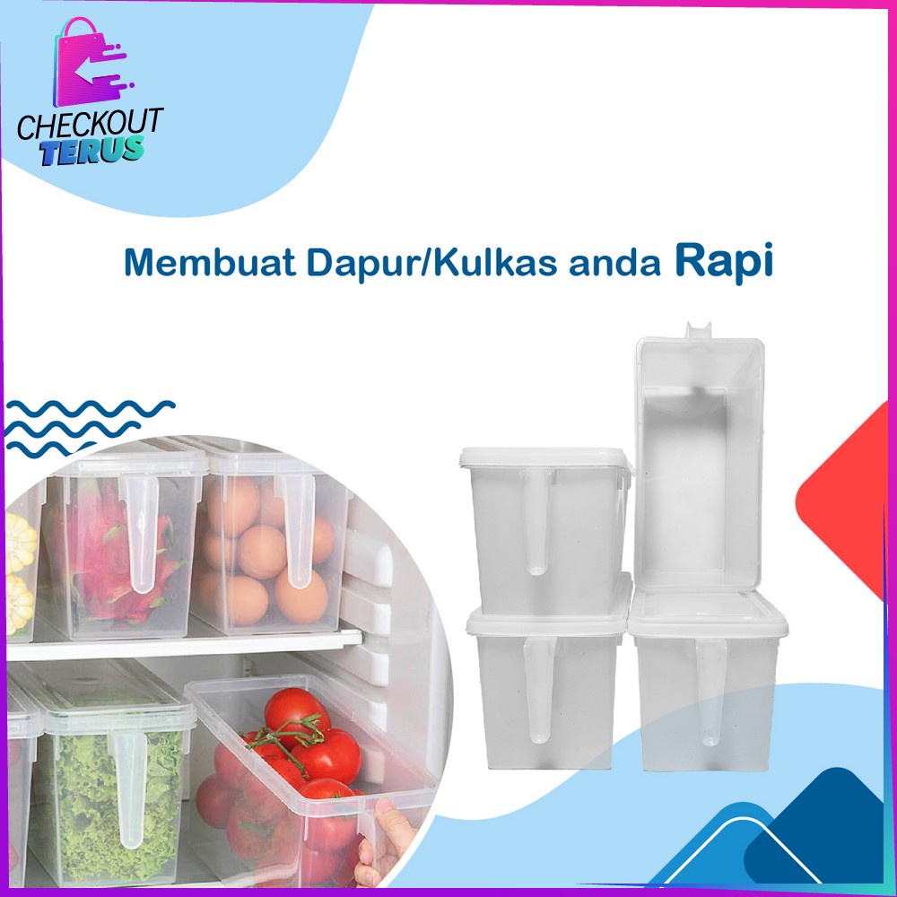 CT C806 Kontainer Makanan Kulkas Bening Ada Pegangan Tangan Kotak Penyimpanan Makanan Sayur Daging Ikan Multifungsi Toples  Food Storage Box