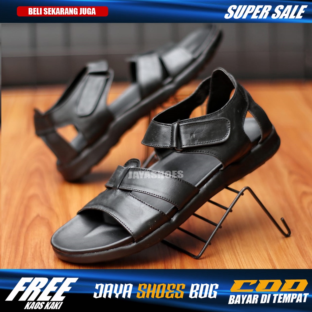 NEIL Sendal Pria Dewasa Kulit Asli Casual Original Sandal Cowok Hitam Kekinian