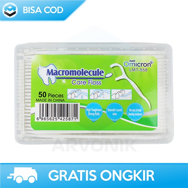 BENANG PEMBERSIH GIGI DENTAL FLOSS ISI 50 PCS TAFFOMICRON AMAN EFEKTIF