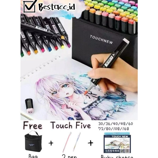 

Touchfive 40 Colors Twin Marker / Spidol Gambar Sketsa Copic Brush Pen