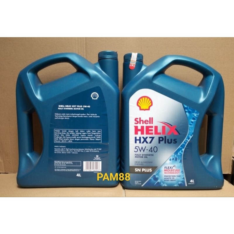 Oli Shell helix HX7 plus..4 liter biru...5 W - 40