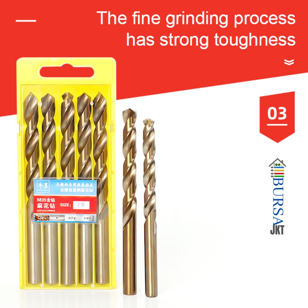 MATA BOR HSS COBALT BESI M35 GOLD MELUBANGI BESI STAINLESS STEEL 12 MM