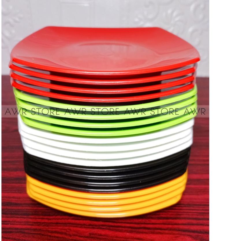 ✼ PROMO 1 LUSIN PIRING KOTAK DATAR SEMI MELAMIN 15CM ✿