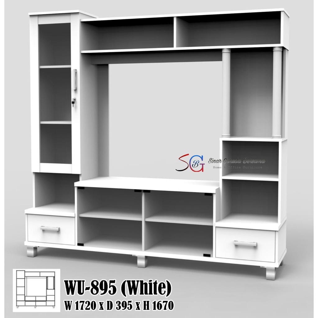 BUFET LEMARI TV BESAR WARNA PUTIH / BOFET TV JUMBO