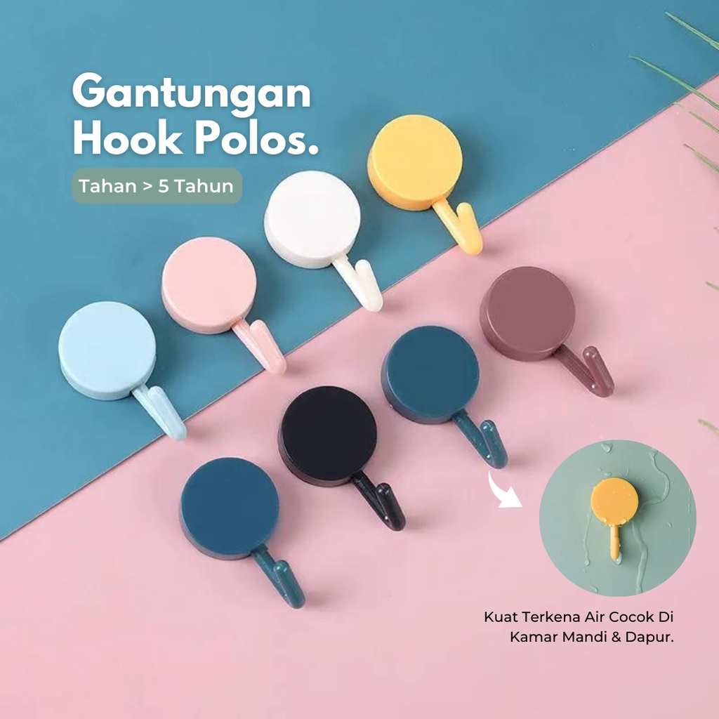 Gantungan Hook Tempel Gantungan Baju Dinding Serbaguna Kamar Mandi Dapur Gantungan Hook Bulat Polos