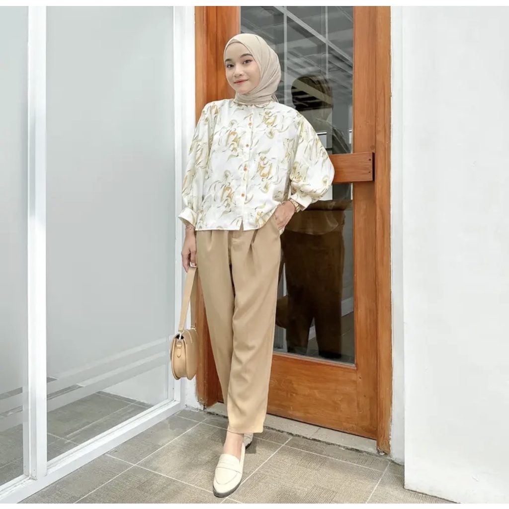 GFS CARLOTTA MARBLE PUFFY BLOUSE