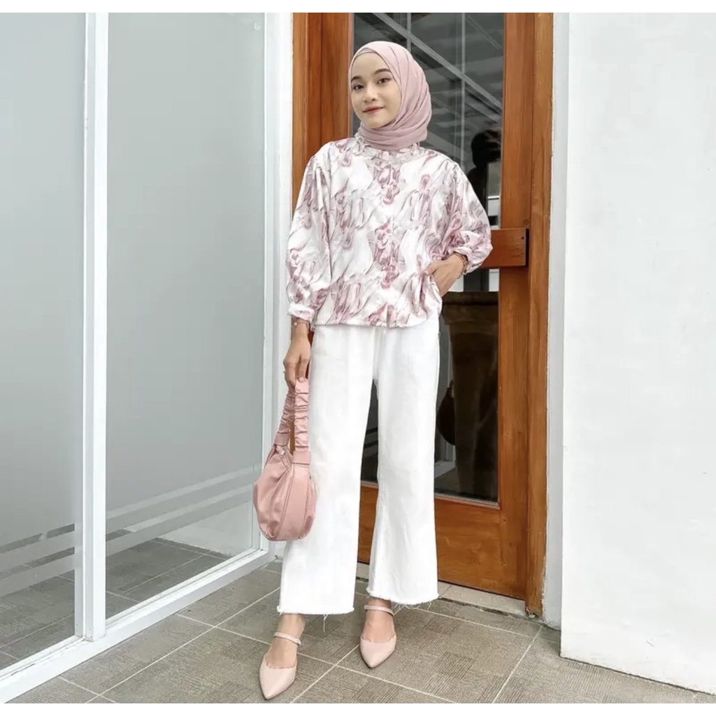 GFS CARLOTTA MARBLE PUFFY BLOUSE