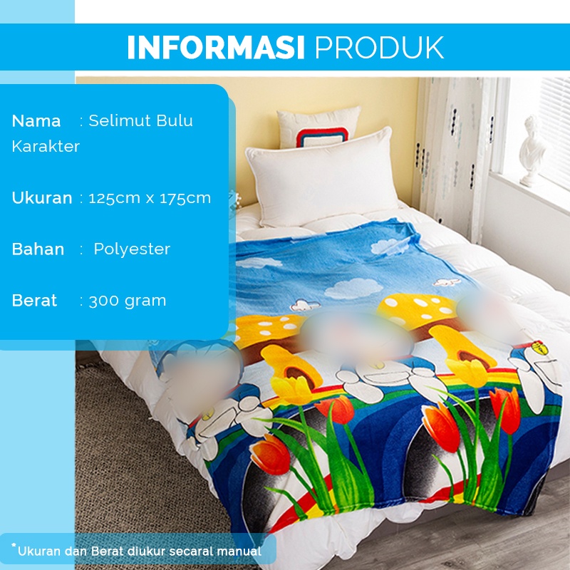 Selimut Karakter Lembut Motif Size 125x175cm Polyester Tebal Halus Perlengkapan Kamar Tidur Import - HK300 - Comforthomes