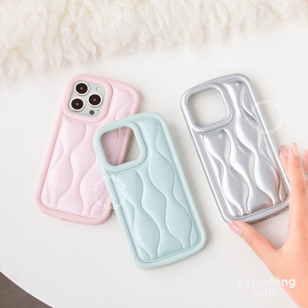 For iPhone - Pastel Color Chubby Wave Puffy Case