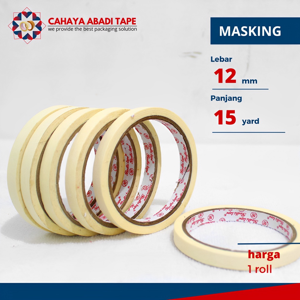 

LAKBAN KERTAS/MASKING 12MM X 15YARD PERROLL