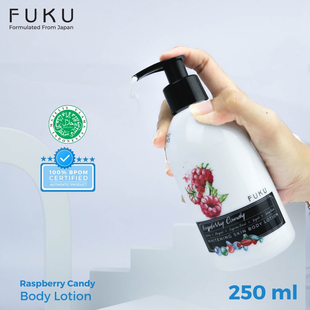 Fuku Whitening Skin Body Lotion Raspberry Candy Moisturizer With Ekstrak Raspberry