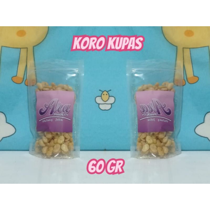 

Snack makanan ringan cemilan koro kupas ORI kemasan 60gr