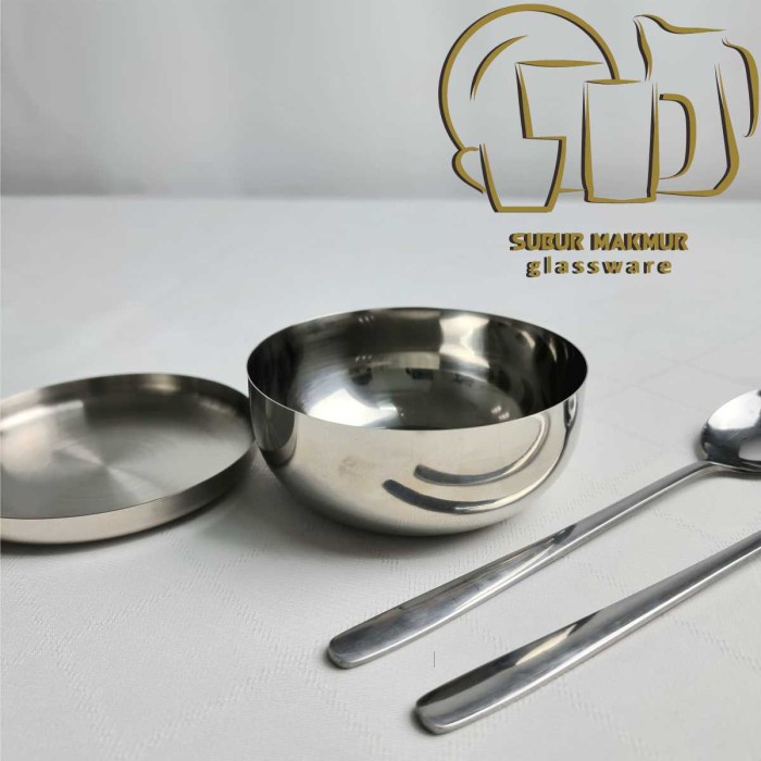 [Mangkok] [1 Pcs] Mangkok Nasi + Tutup Korea Stainless Steel [Stok]