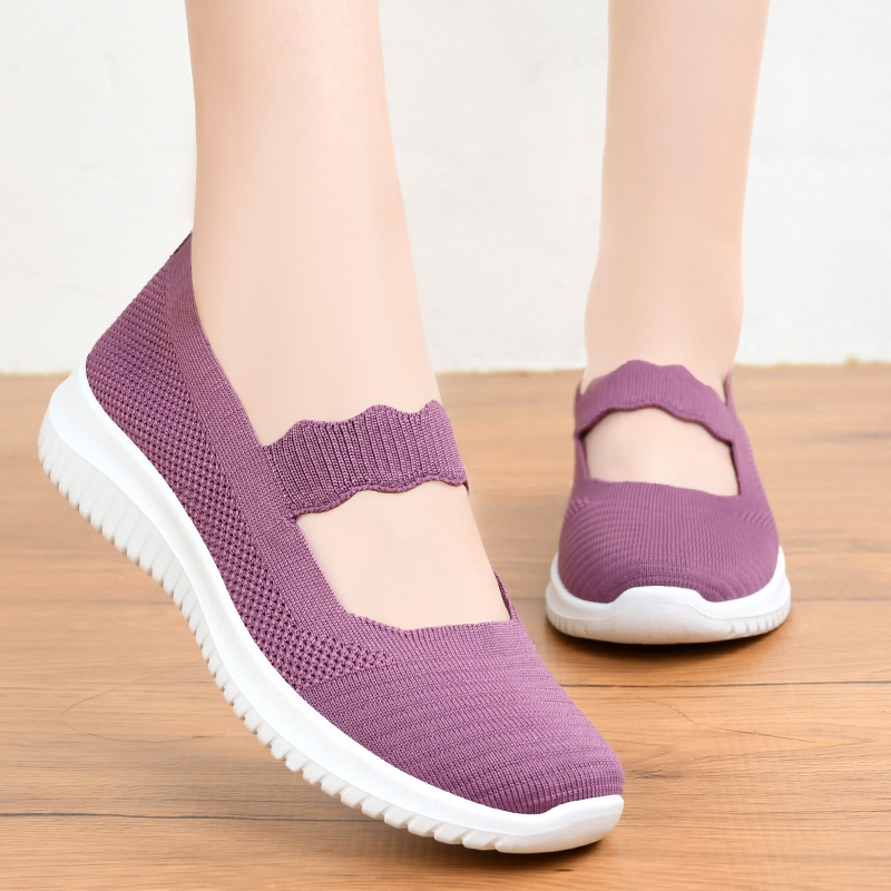 SHOEGALLERY ABU LV0143 "FREE BOX" Sepatu Slip On Wanita Motif Zigzag Polos Sepatu Slop Import
