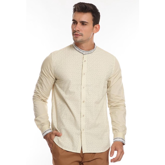 Discount MOC Kemeja Koko Pria Lengan Panjang SLIM FIT Guppie-Khaki /BAJU KOKO PRIA/BAJU KOKO DEWASA/