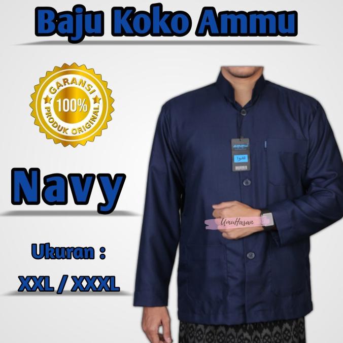 Baju Koko Ammu Biru Dongker Baju Koko Ammu Baju Koko Pria Dewasa