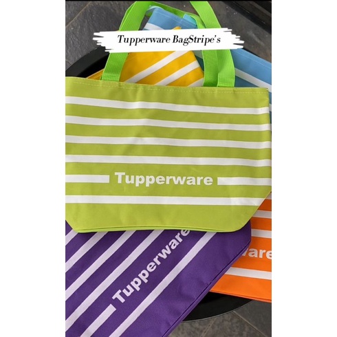 Tas Tupperware BagStripe's  / Tas bekal makan motif salur ( Zipper bunga es )