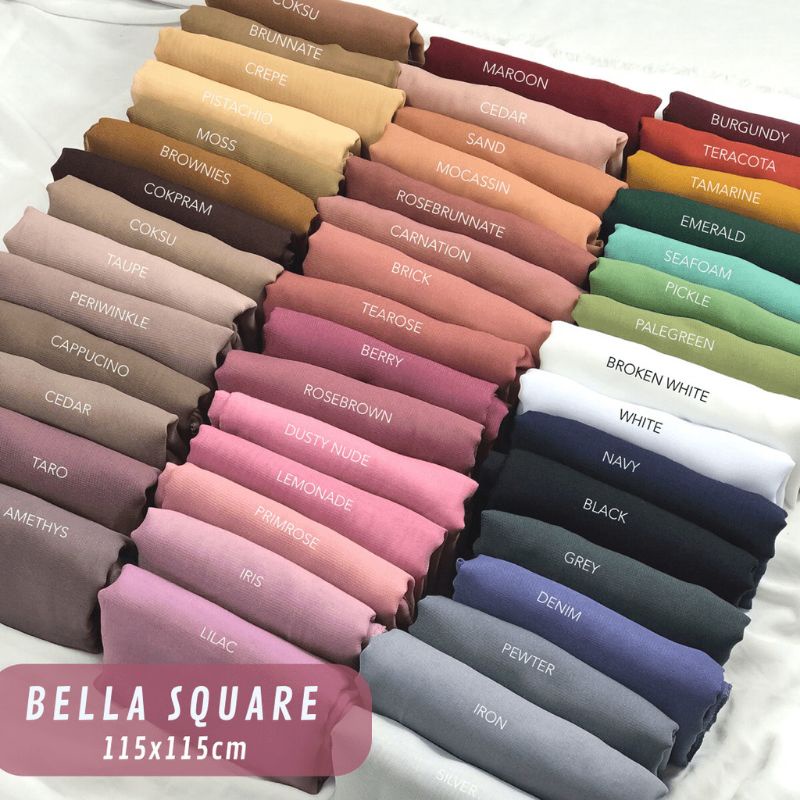 60 Warna Segiempat Bella Square BELLA SQUARE Hijab Jilbab Polycotton Hycon Poton Polos