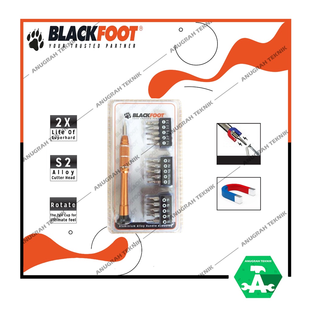 Blackfoot Obeng Set Presisi HP 17pcs / Obeng Alumuniuim Set Elektronik Arloji Jam 17 pcs