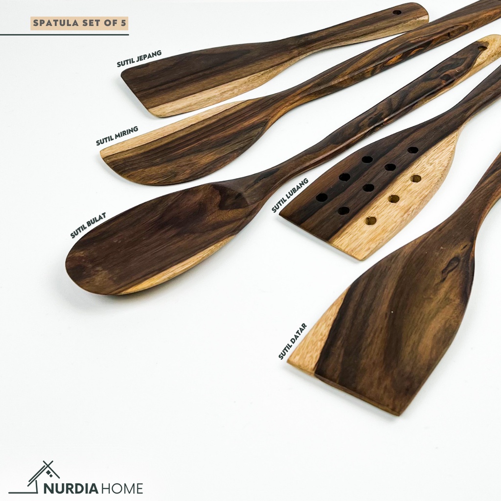 Spatula Set Of 5 (Sutil Set Kayu) by Nurdia Home - WS02