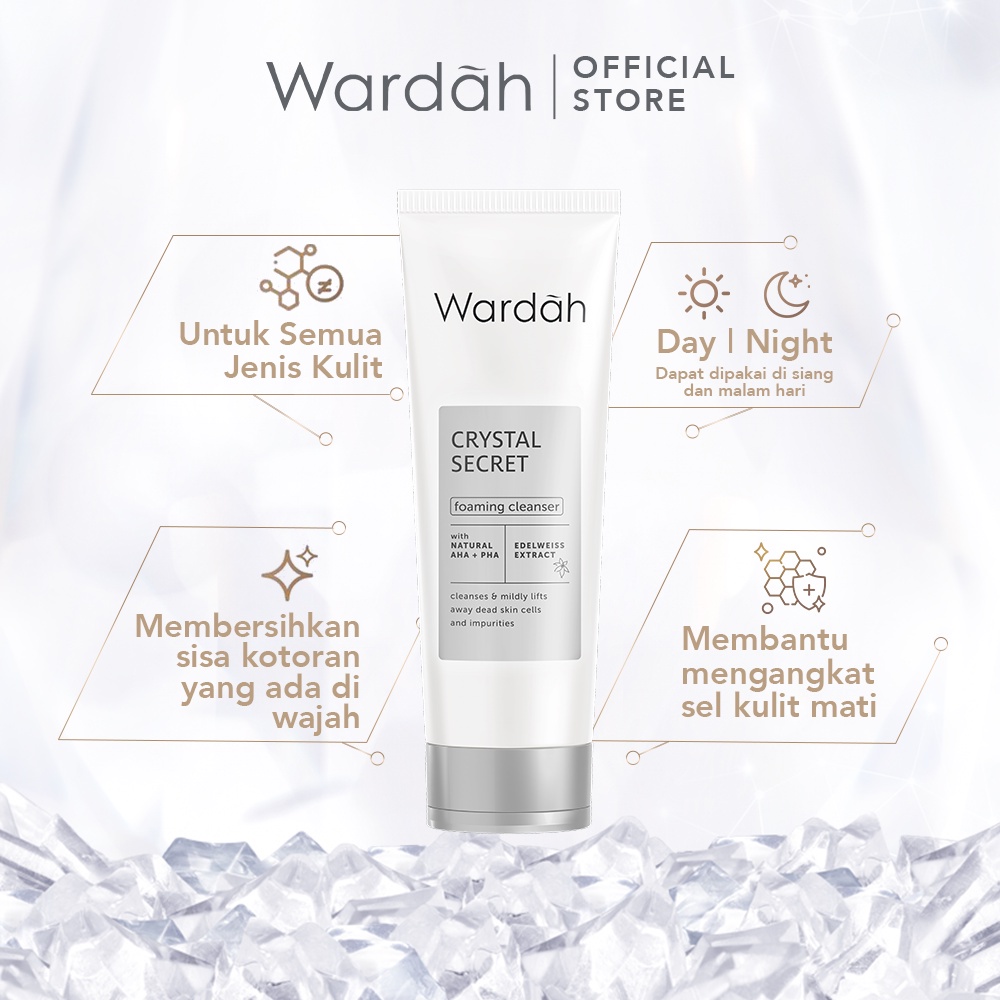 Wardah Crystal Secret Foaming Cleanser with Natural AHA+PHA sabun cuci muka 100 ml