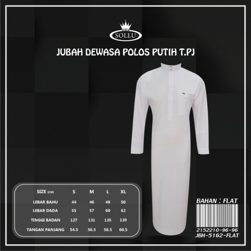 GAMIS JUBAH PUTIH LENGAN PANJANG SOLLU