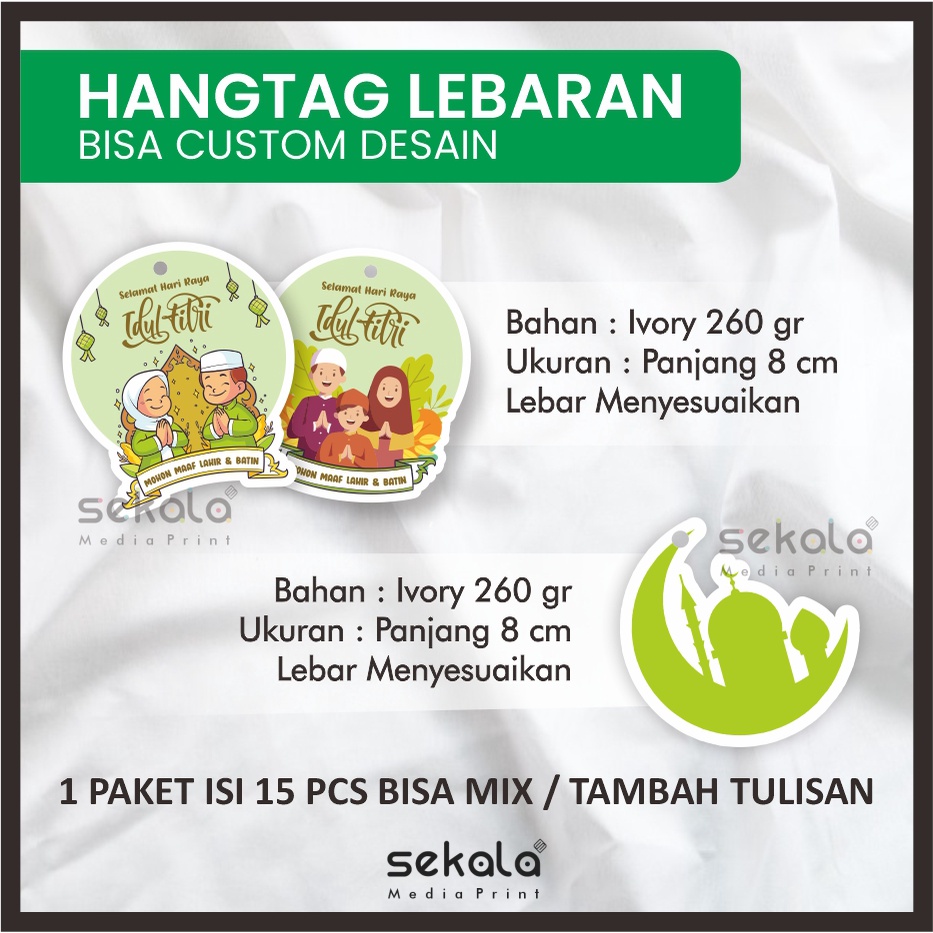 

(1 PAKET ISI 15 PCS) Cetak Hangtag Lebaran 2023 Hari Raya Idul Fitri FREE Tambah Tulisan