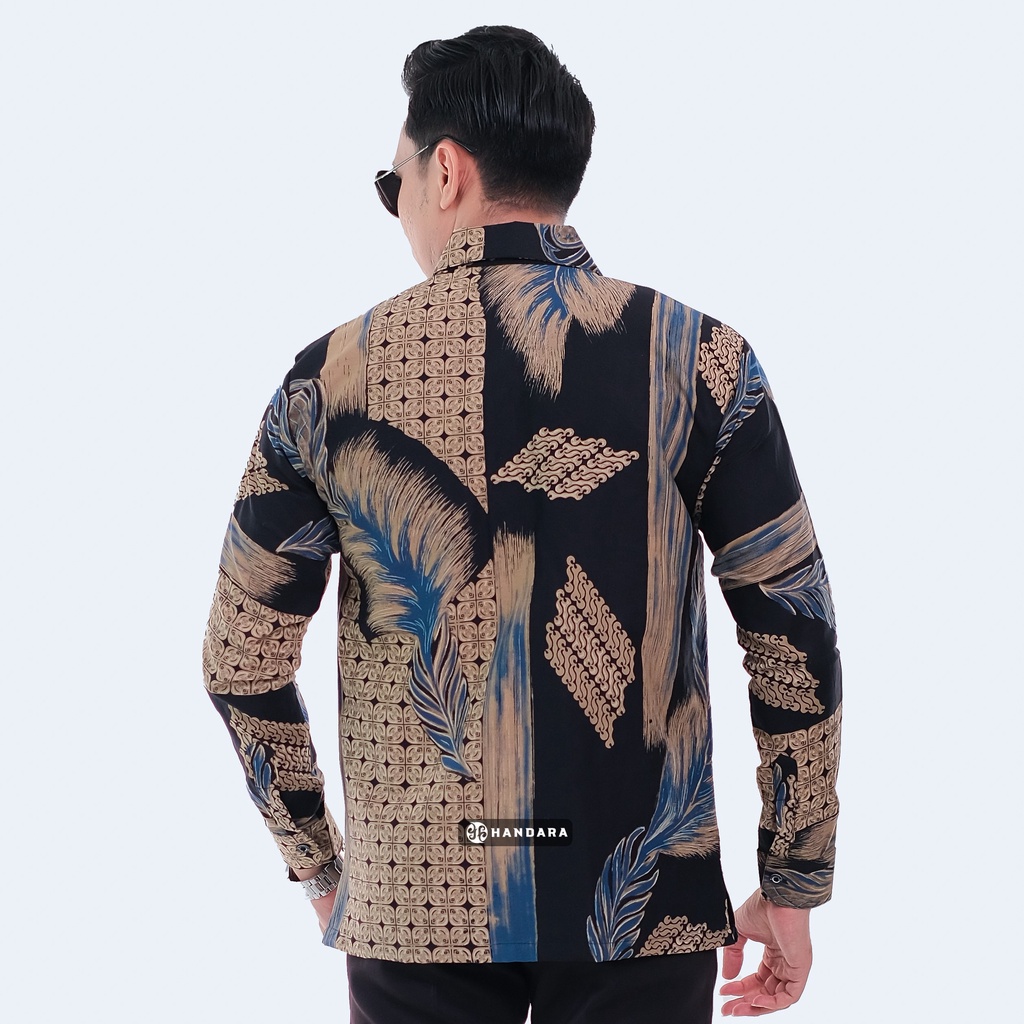 Handara Batik Pria Lengan Panjang Slim Fit Premium Govinda Hitam HB-354