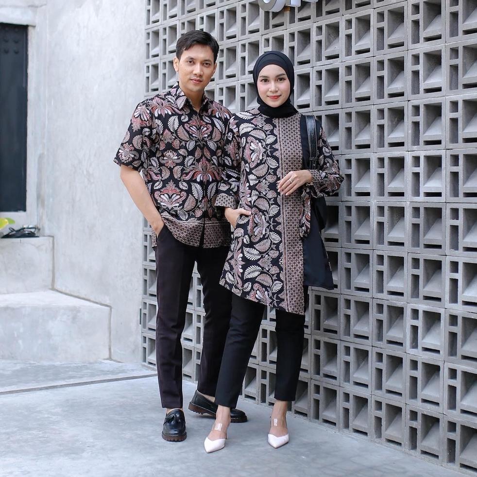 STOK TERBATAS Benang Raja Batik Couple Pria Wanita Motif Daun